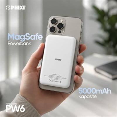 PHIXI Force PW6 5000 mAh 15W Ultra İnce Manyetik Kablosuz Powerbank