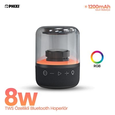 PHIXI Force S15 8W RGB TWS Bluetooth Hoparlör