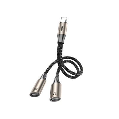 PHIXI Force Serisi CA118 Type-C Çift Çıkış Ses ve 60W Hızlı Şarj Adaptörü