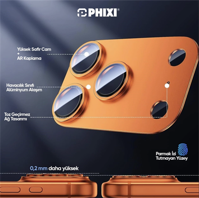 PHIXI Guard Serisi iPhone 18 Pro Max Tam Kaplama Lens Koruyucu – AR Kaplama, Mavi
