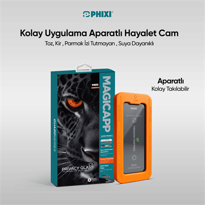 Phixi iPhone 13 Pro MagicApp Hayalet Cam Aparatlı Gizlilik Ekran Koruyucu – Maksimum Koruma ve Gizlilik 