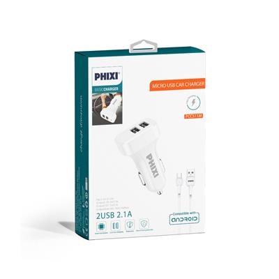 Phixi PCC511M Basic 2.1A Çift Çıkışlı Micro USB Kablolu Araç Şarj Cihazı