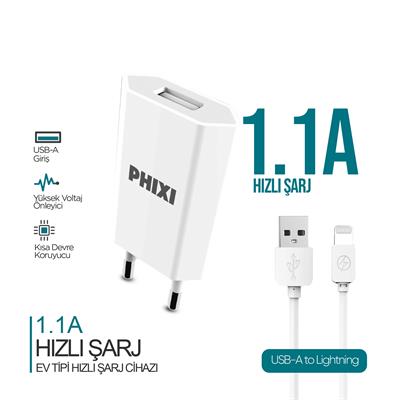 Phixi PCH201L Basic 1.1A Lightning Kablolu Şarj Cihazı