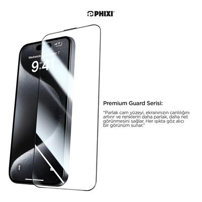 Phixi Premium Guard Parlak Cam Ekran Koruyucu – iPhone 12 Pro Max Uyumlu | Antistatik, Su Tutmaz, Tam Kaplama