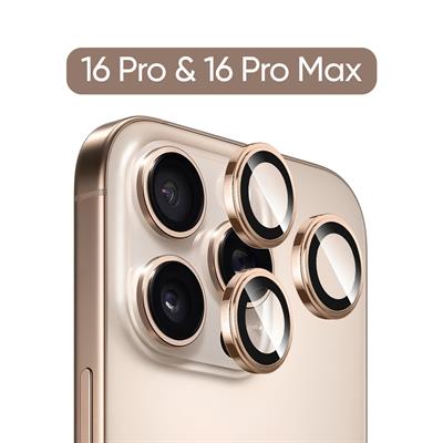 Phixi Premium Guard Serisi  – iPhone 16 Pro / Pro Max Uyumlu Desert Titanyum Kamera Lens Koruyucu | Safir Cam, Kırılmaz, Gerçek Görünüm
