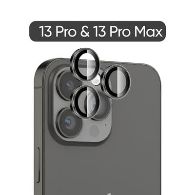 Phixi Premium Guard Serisi  – iPhone 13 Pro / Pro Max Uyumlu Black Kamera Lens Koruyucu | Safir Cam, Kırılmaz, Gerçek Görünüm