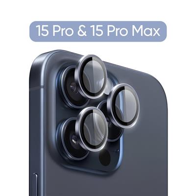 Phixi Premium Guard Serisi  – iPhone 15 Pro / Pro Max Uyumlu Blue Titanium Kamera Lens Koruyucu | Safir Cam, Kırılmaz, Gerçek Görünüm