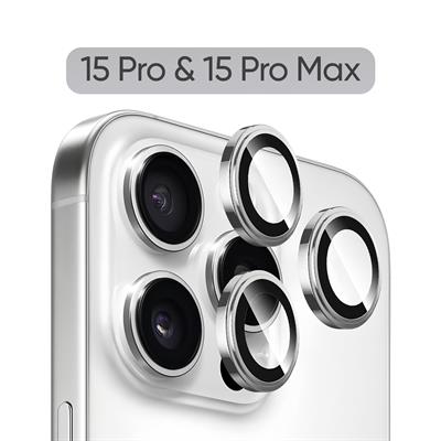 Phixi Premium Guard Serisi  – iPhone 15 Pro / Pro Max Uyumlu White Kamera Lens Koruyucu | Safir Cam, Kırılmaz, Gerçek Görünüm