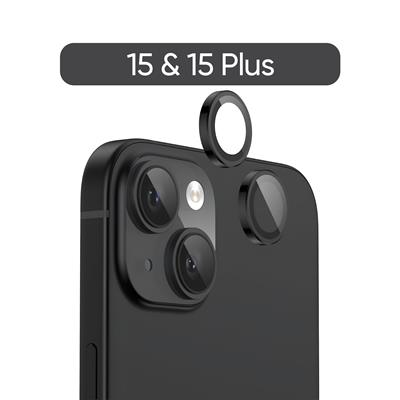 Phixi Premium Guard Serisi  – iPhone 15 / Plus Uyumlu Black Kamera Lens Koruyucu | Safir Cam, Kırılmaz, Gerçek Görünüm