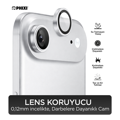 Phixi Premium Guard Serisi – iPhone 17 Air Uyumlu Silver Kamera Lens Koruyucu | Safir Cam, Kırılmaz, Gerçek Görünüm