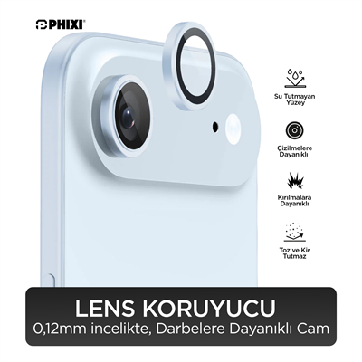 Phixi Premium Guard Serisi – iPhone 17 Air Uyumlu Blue Kamera Lens Koruyucu | Safir Cam, Kırılmaz, Gerçek Görünüm
