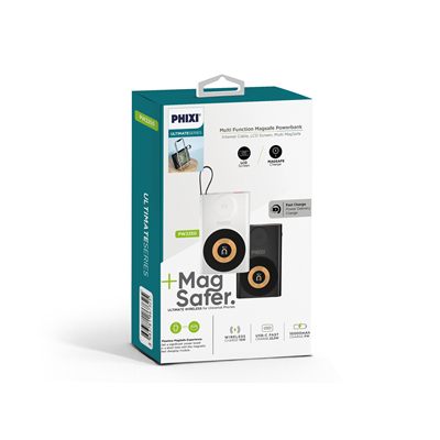 Phixi Ultimate PW2250 10000mAh 22.5W Kendinden Kablolu MagSafe Powerbank + Watch + Stand - Kablosuz  Şarj Cihazı - 1 PD  1 USB Port - Dijital Ekran - Taşınabilir Şarj Cihazı