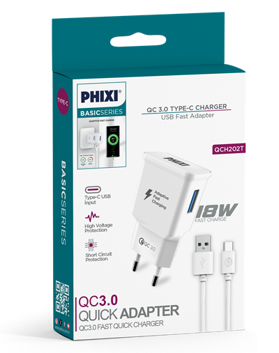 Phixi Basic QCH202T 12V / 3A Qualcomm 3.0 Type-C USB Wired Fast Charger