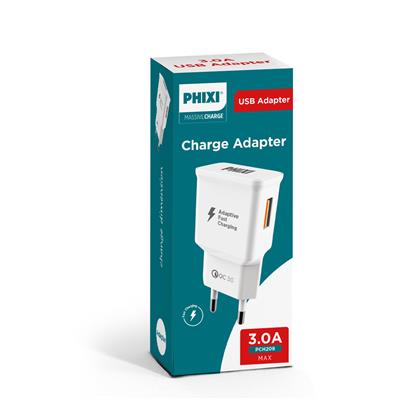 PHIXI QCH208 QC 3.0 USB Şarj Adaptörü 3A Hızlı Şarj (30lu Paket)
