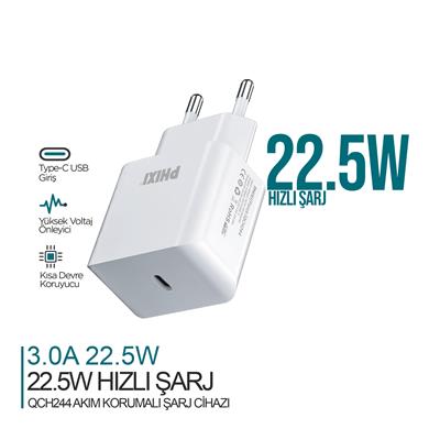 PHİXİ QCH244 FORCE AKIM KORUMALI 3.0A PD GİRİŞLİ ŞARJ ADAPTÖRÜ