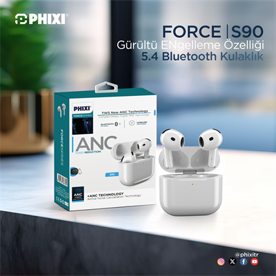PHIXI S90 ANC TWS Kablosuz Bluetooth Kulaklık Aktif Gürültü Engelleme