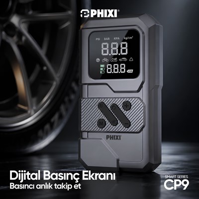 PHIXI Smart CP9 250 PSI 8000 mAh Akü Takviyeli Şarjlı Hava Kompresörü