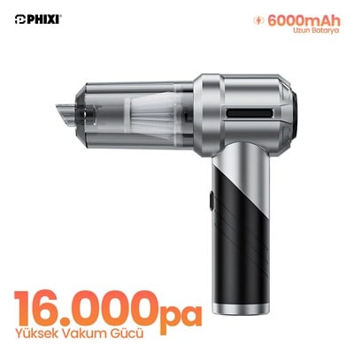 PHIXI Smart SP2 16000 Pa Katlanabilir Şarjlı Araç İçi Süpürge