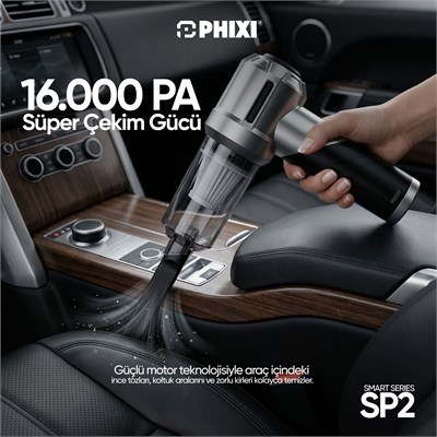 PHIXI Smart SP2 16000 Pa Katlanabilir Şarjlı Araç İçi Süpürge