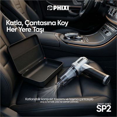 PHIXI Smart SP2 16000 Pa Katlanabilir Şarjlı Araç İçi Süpürge
