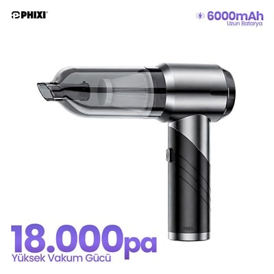 PHIXI Smart SP3 18000 Pa 2'si 1 Arada Üfleme ve Süpürme Şarjlı Araç Süpürgesi