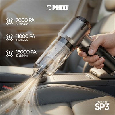 PHIXI Smart SP3 18000 Pa 2si 1 Arada Üfleme ve Süpürme Şarjlı Araç Süpürgesi