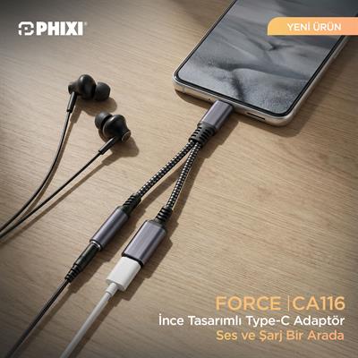 PHIXI Type-C to 3.5mm + Type-C Splitter – Şarj ve Kulaklık Adaptörü