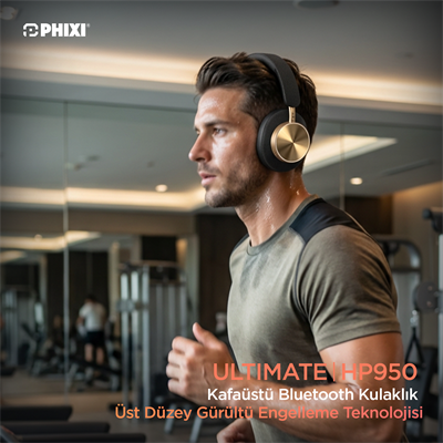 PHIXI Ultimate HP950 ANC Kablosuz Bluetooth Kulaklık – Aktif Gürültü Engelleme, 40 Saat Dinleme