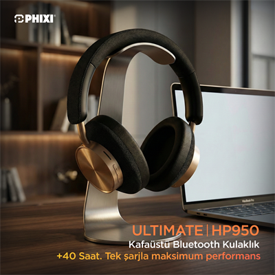 PHIXI Ultimate HP950 ANC Kablosuz Bluetooth Kulaklık – Aktif Gürültü Engelleme, 40 Saat Dinleme