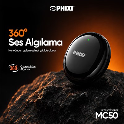 PHIXI Ultimate MC50 Yapay Zeka Destekli ANC Kablosuz Yaka Mikrofonu