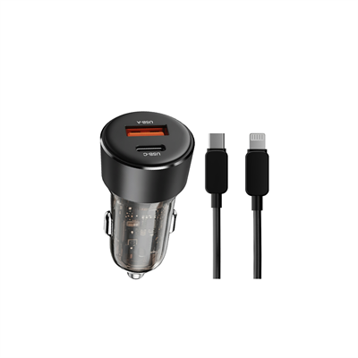 PHIXI Ultimate QCH4139L 38W Araç İçi Hızlı Şarj Cihazı – Lightning Kablolu Çift Çıkışlı