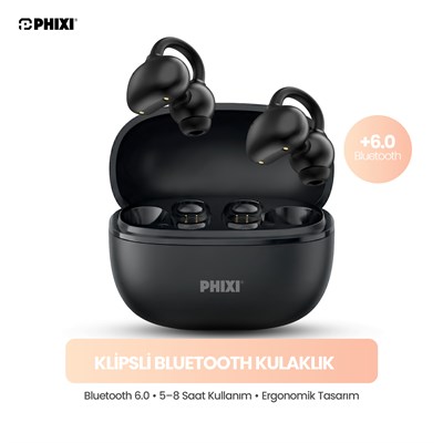 PHIXI Ultimate S85 Bluetooth 6.0 Ergonomik Klipsli Kablosuz Kulaklık