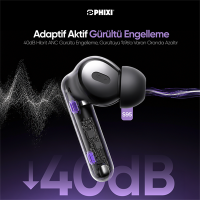 PHİXİ ULTIMATE S95 ANC-ENC YAPAY ZEKA DESTEKLİ BLUETOOTH KULAKLIK
