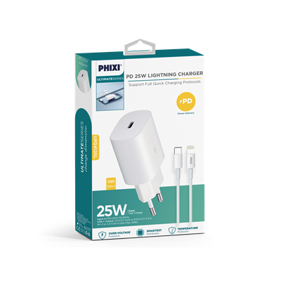 PHİXİ ULTİMATE UPD4125L 25W PD GİRİŞLİ LIGHTNING HIZLI ŞARJ CİHAZI