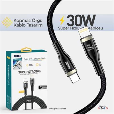Ultimate Serisi UPD4170L Type-C to Lightning Hasır Şarj Kablosu 30W – Toptan