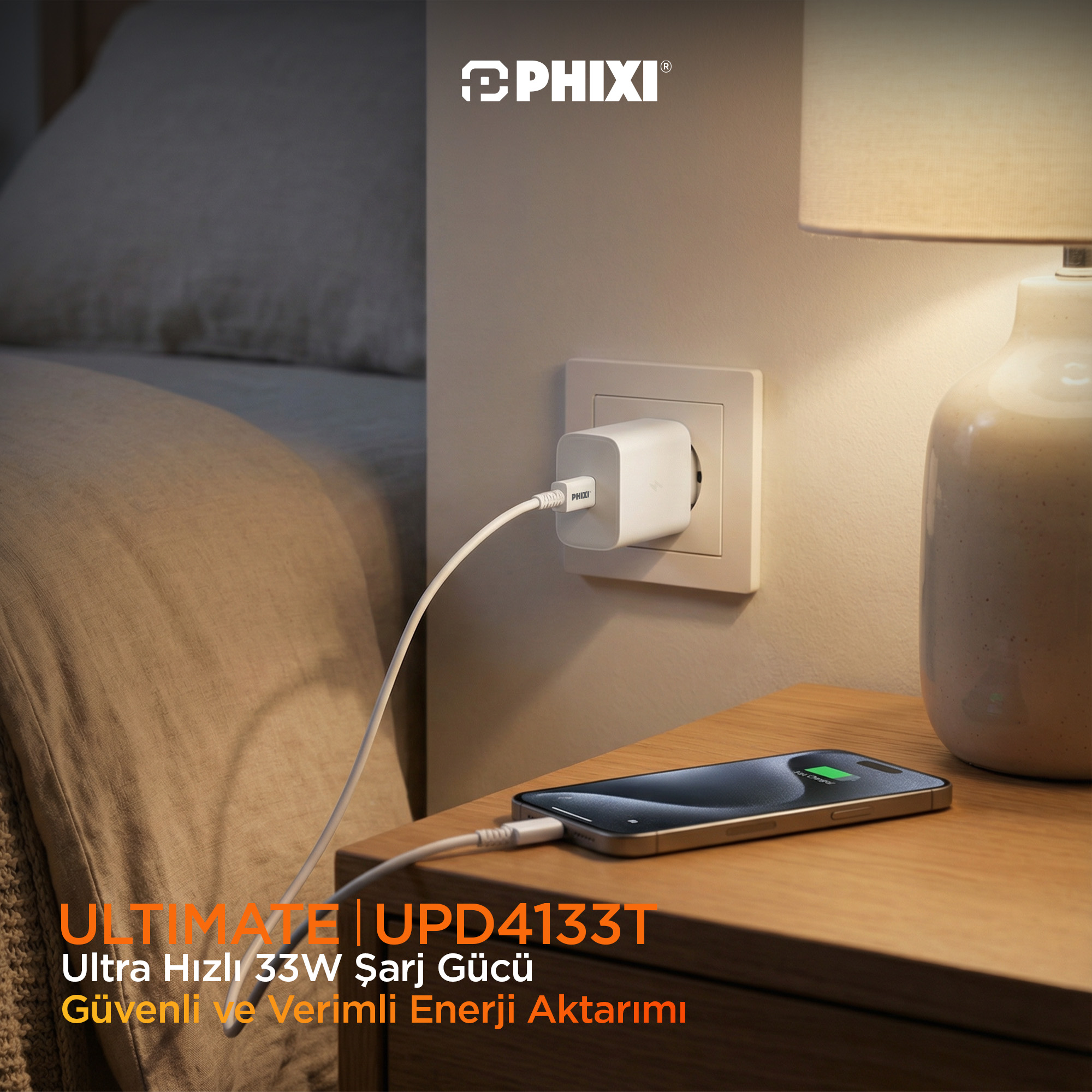 PHIXI UPD4133T 33W PD Hızlı Şarj Adaptörü