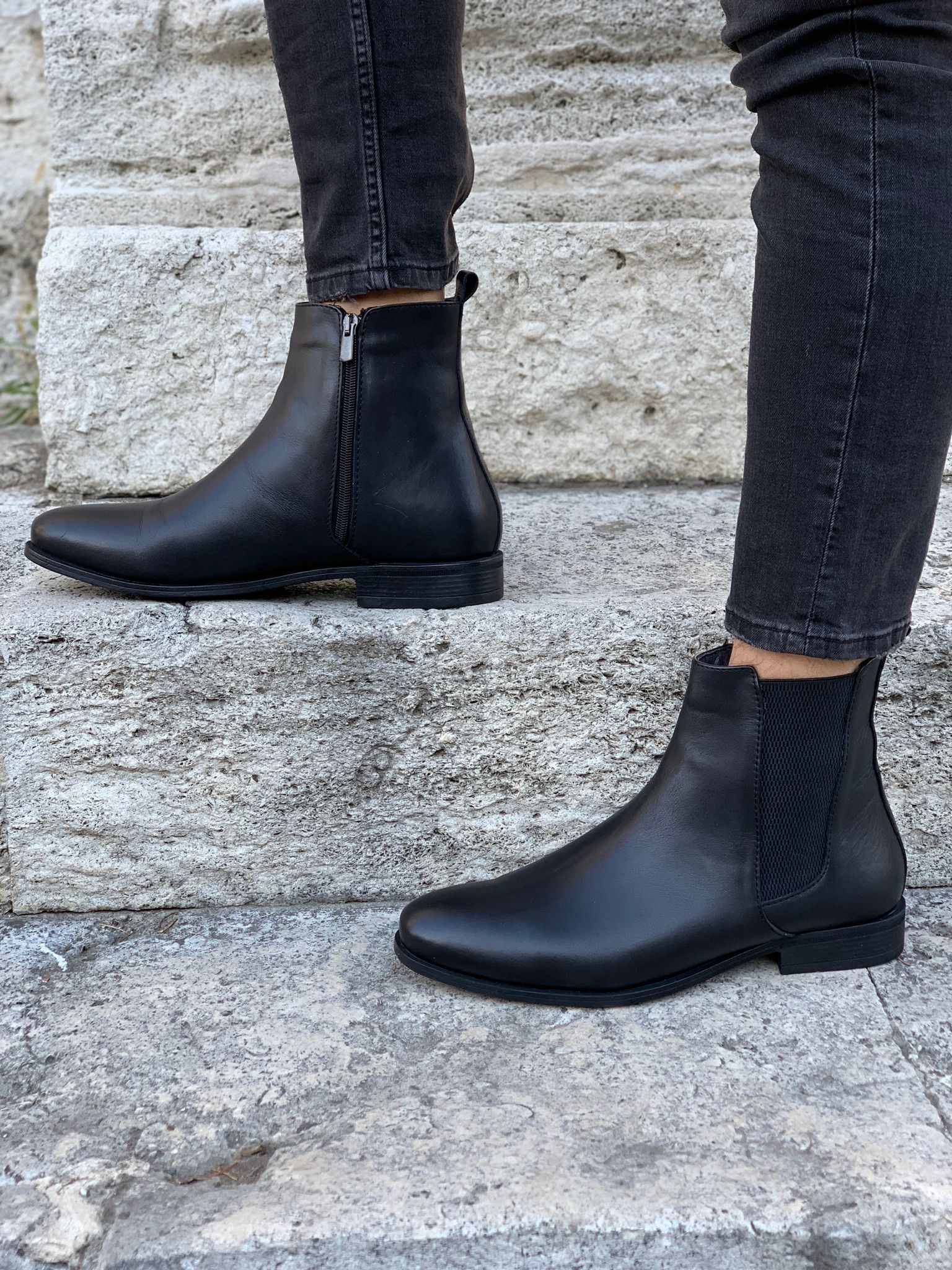 Deri Chelsea Bot-Siyah