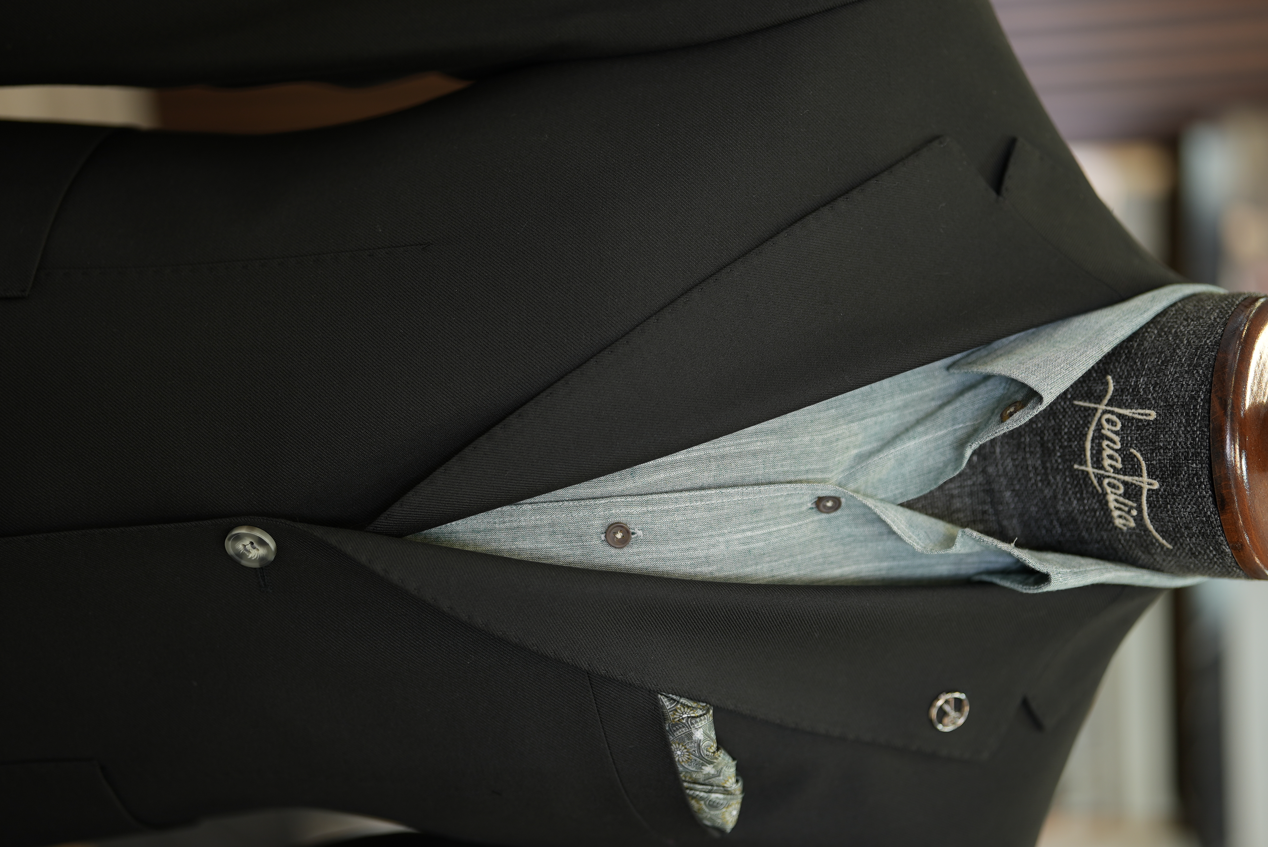 Erkek Ceket Mono Yaka Cep Yarım Astarlı  Slim fit İtalyan Stil - Siyah
