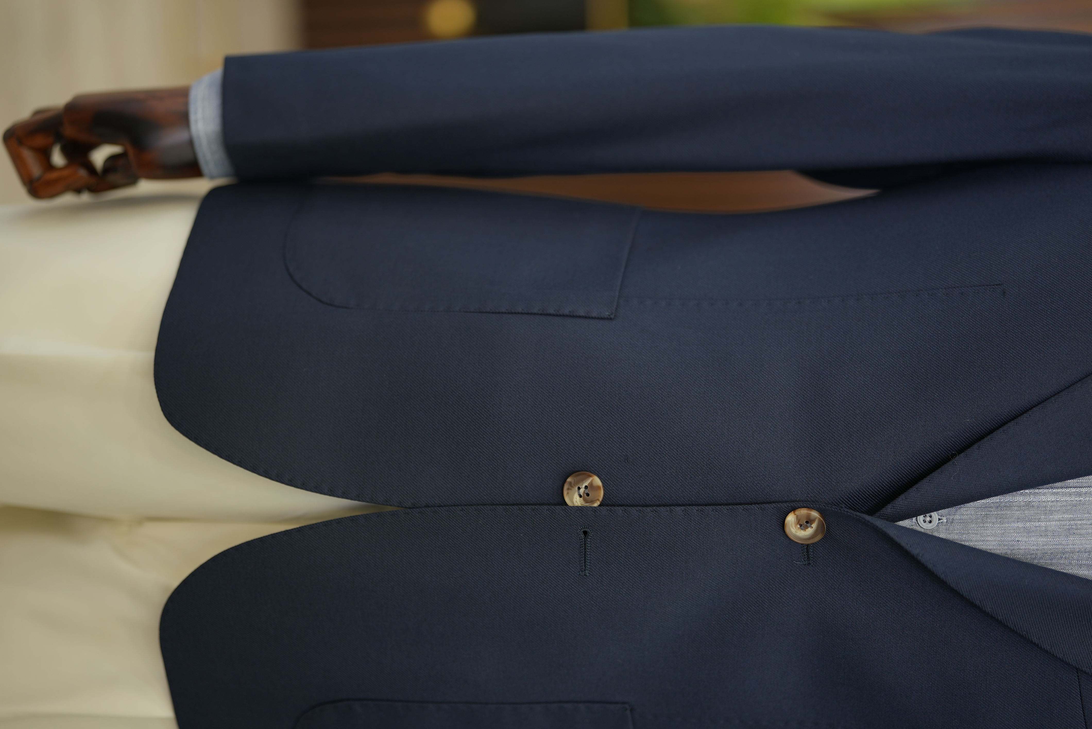 Erkek Ceket Mono Yaka Cep Yarım Astarlı  Slim fit İtalyan Stil - Lacivert
