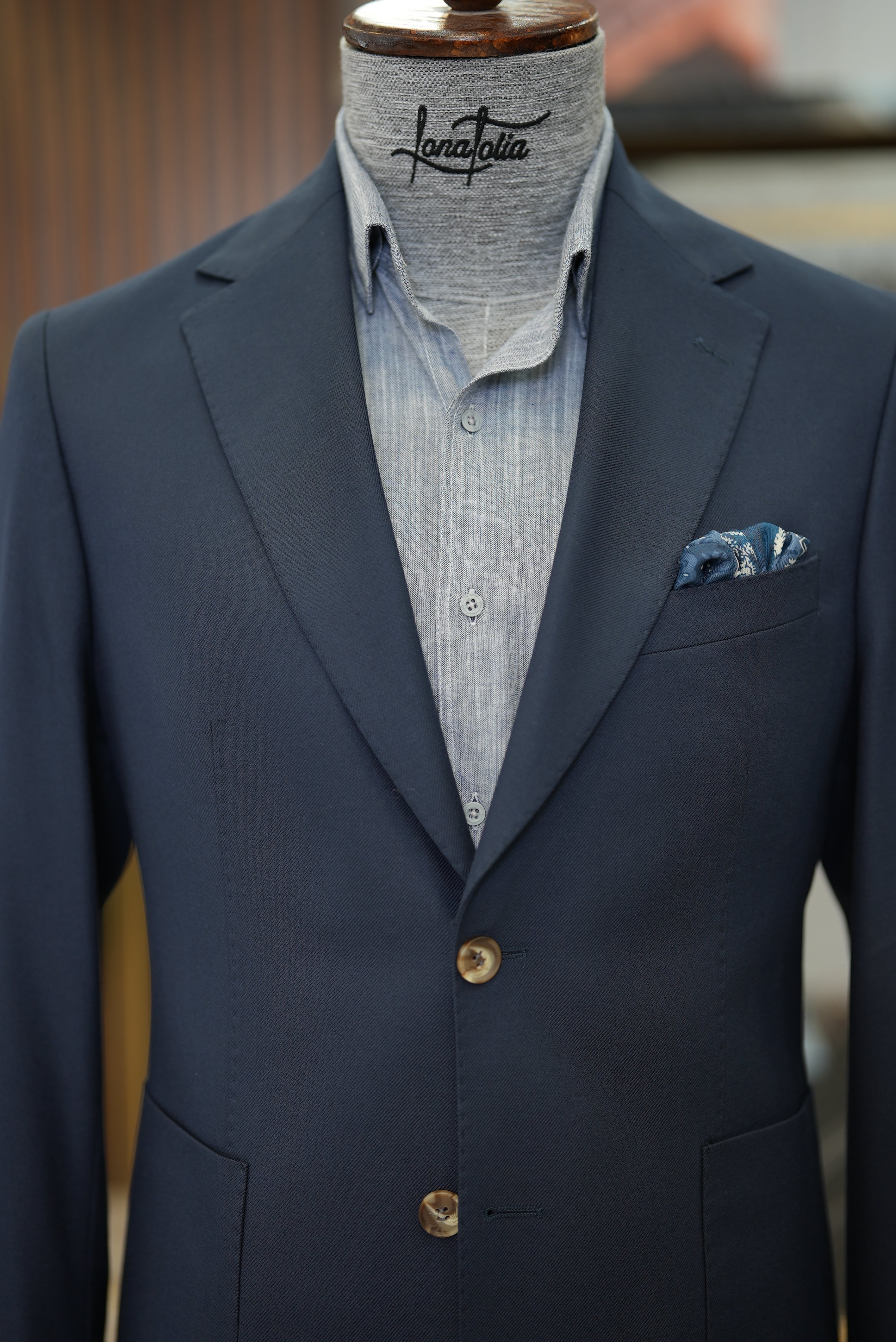 Erkek Ceket Mono Yaka Cep Yarım Astarlı  Slim fit İtalyan Stil - Lacivert