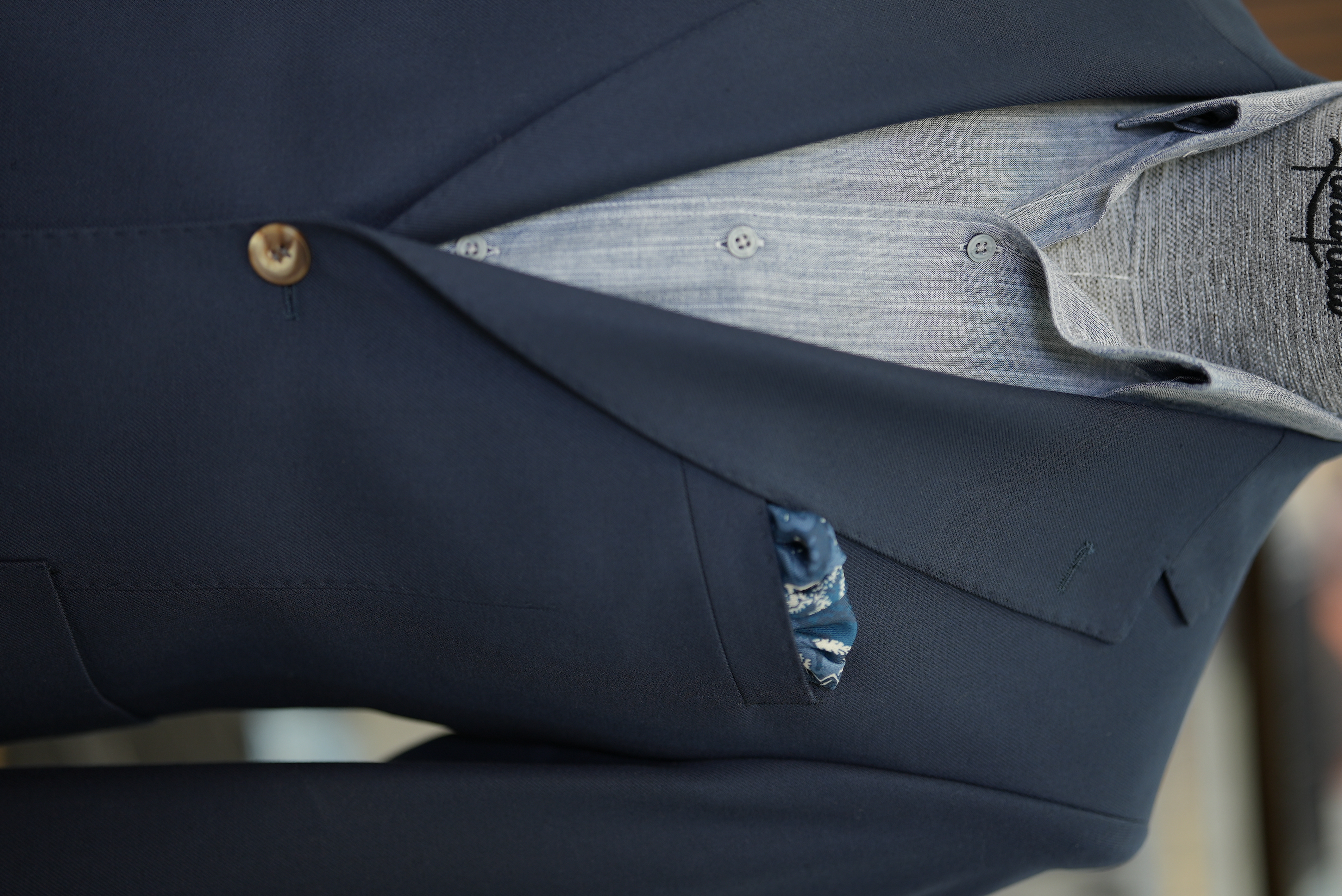 Erkek Ceket Mono Yaka Cep Yarım Astarlı  Slim fit İtalyan Stil - Lacivert