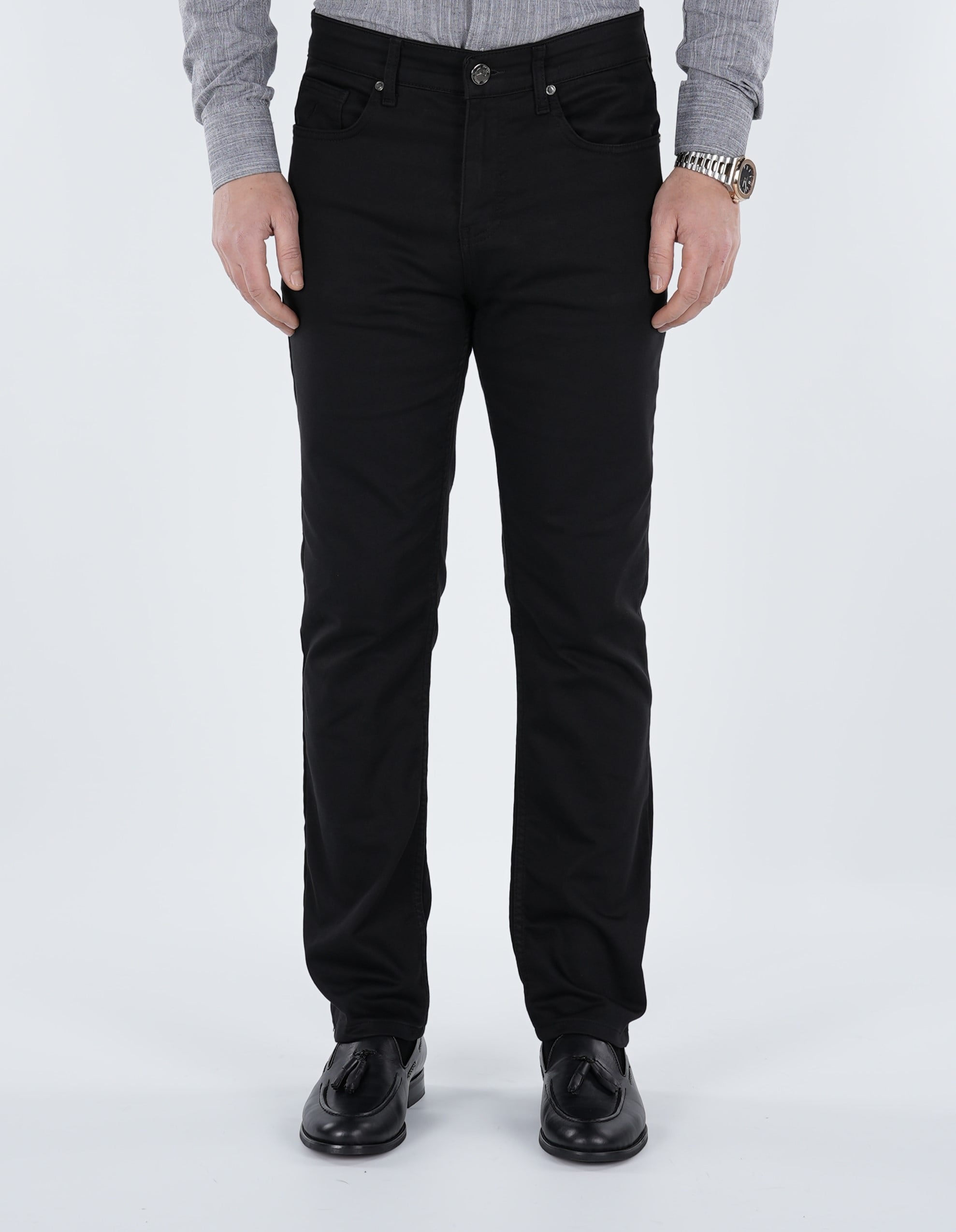 Erkek Denim Regular Rahat Kalıp Jeans Kot Cotton Pantolon - Siyah