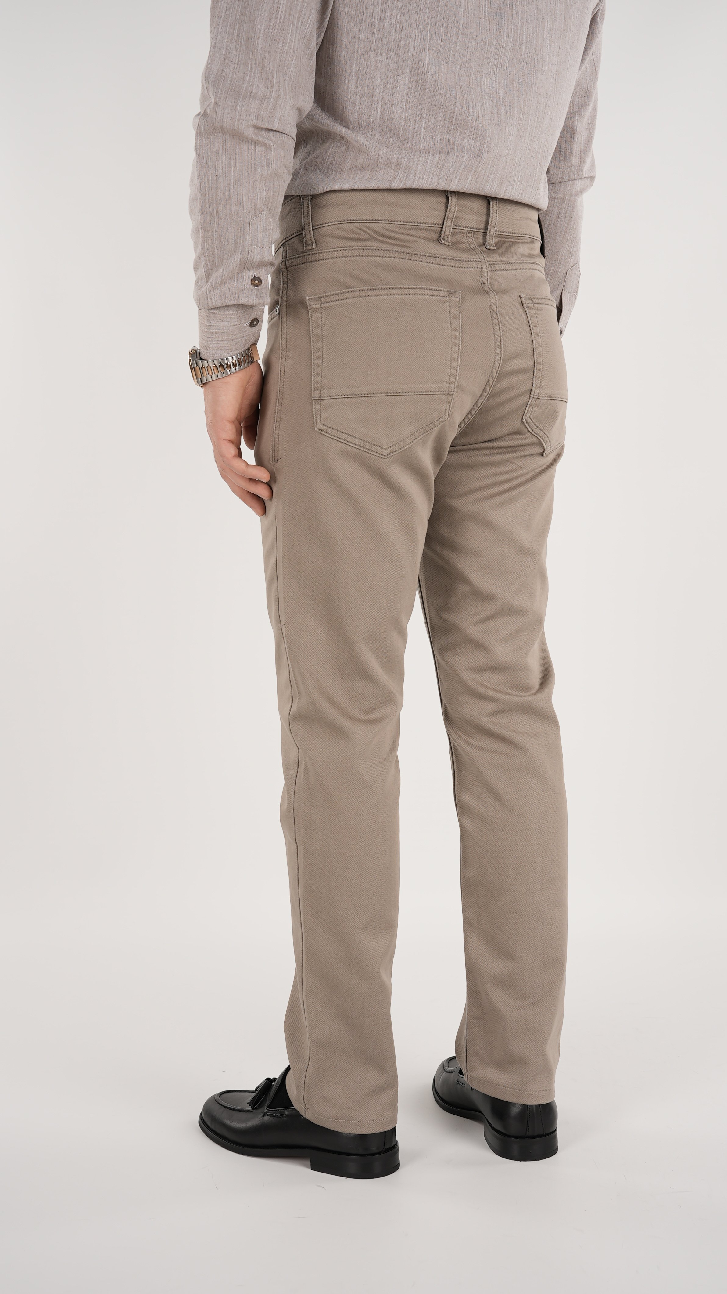 Erkek Denim Regular Rahat Kalıp Jeans Kot Cotton Pantolon - Bej