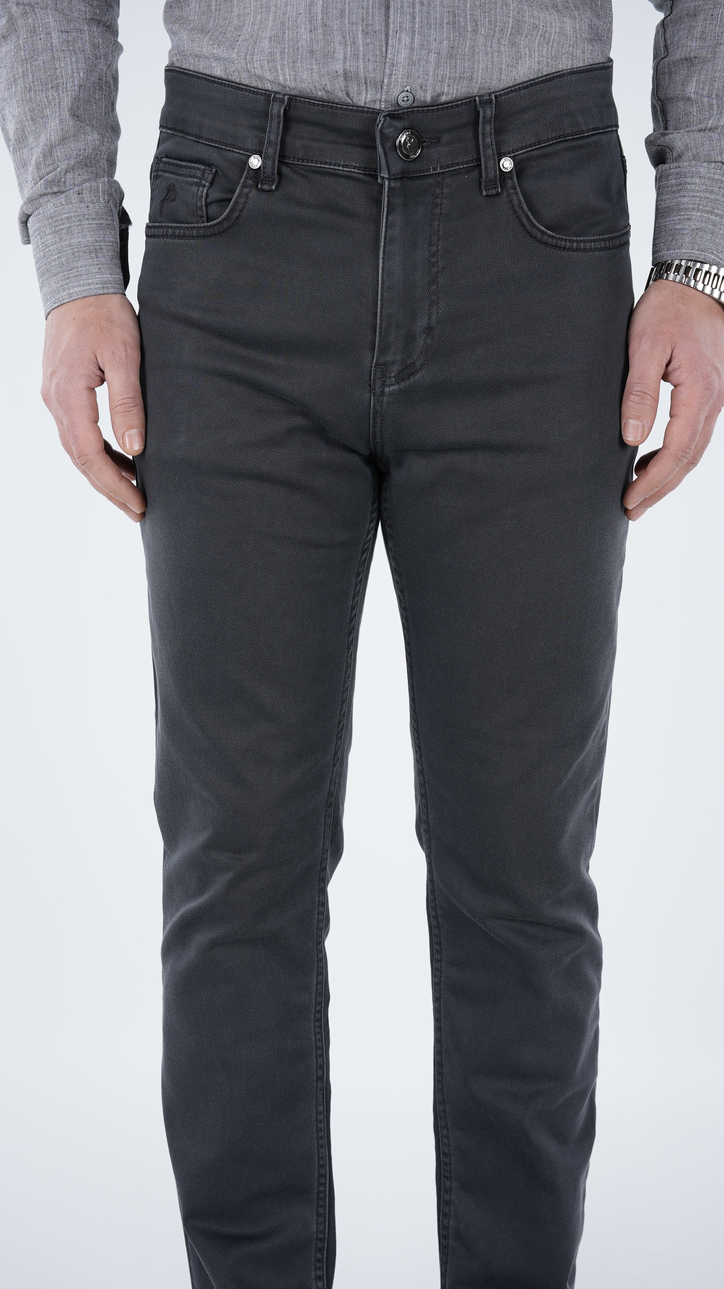 Erkek Denim Regular Rahat Kalıp Jeans Kot Cotton Pantolon - Antrasit