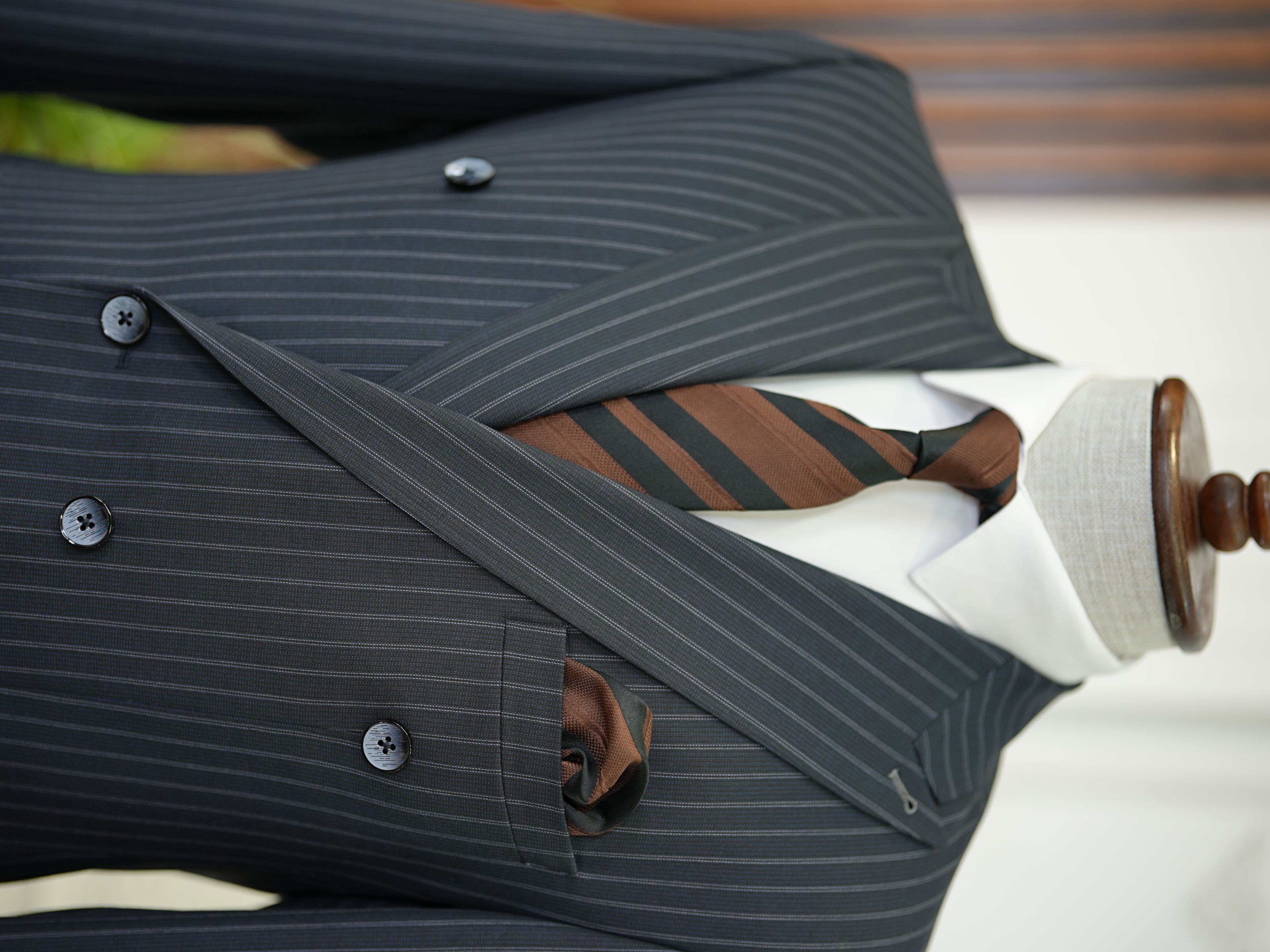 Erkek Kruvaze Piliseli Tokalı Pantolon Takım Elbise Slim Fit İtalyan Stil Ceket Pantolon-Koyu Lacivert