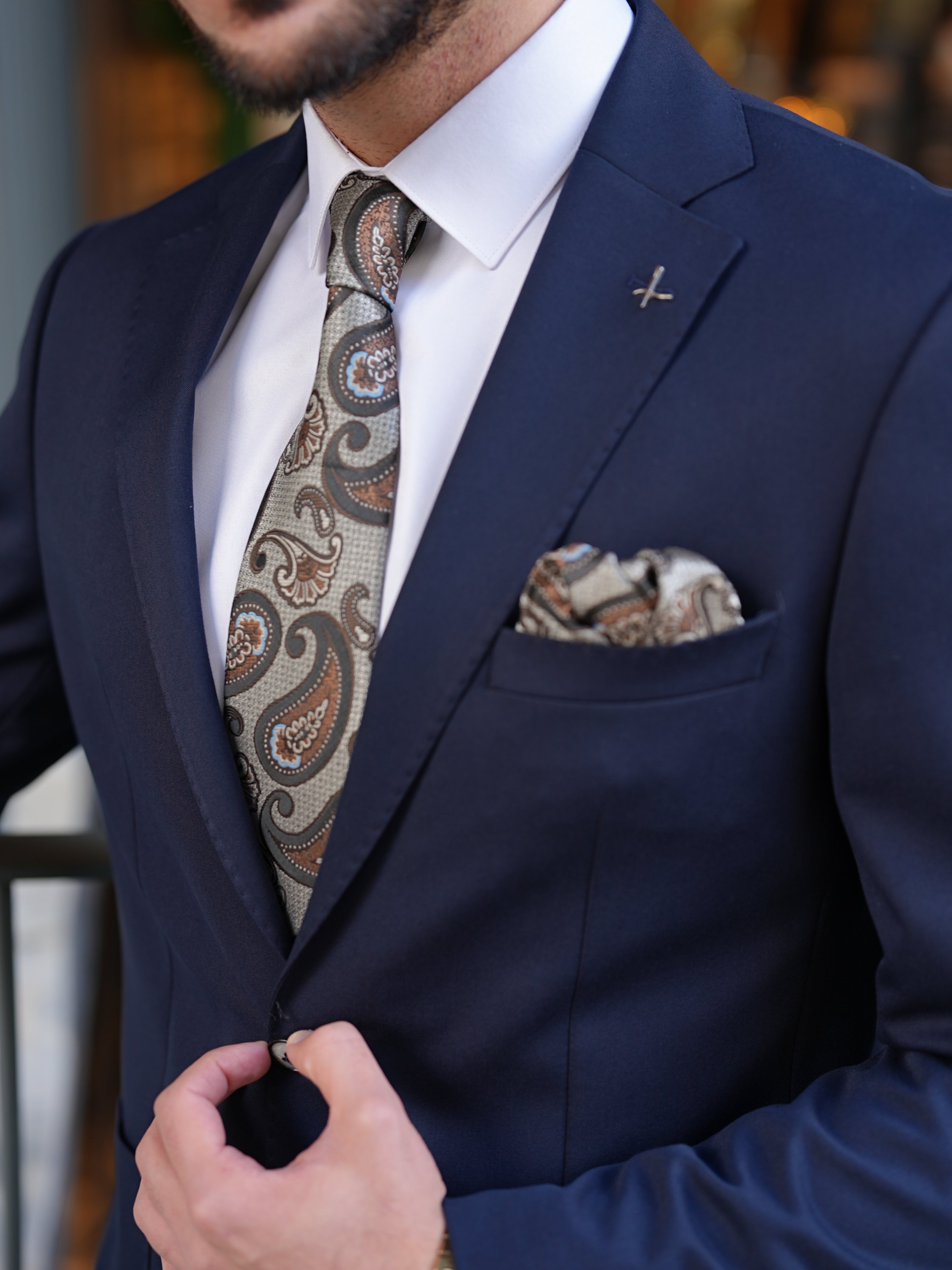 Erkek Premium İtalyan Stil Slim Fit Erkek Punto Dikişli Torba Cepli Yarım Astarlı Ceket - Lacivert