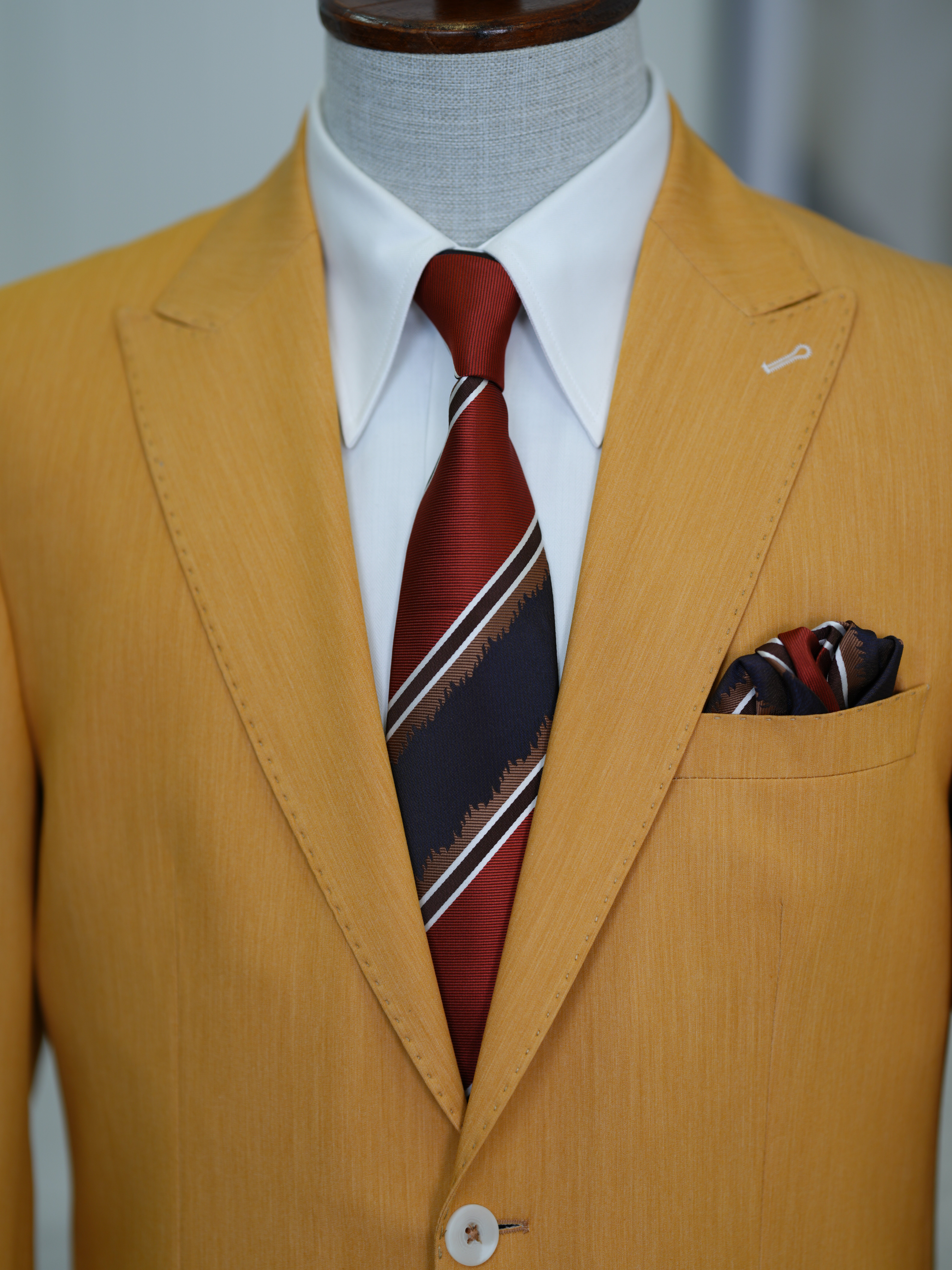 Erkek Premium İtalyan Stil Slim Fit Erkek Punto Dikişli Torba Cepli Yarım Astarlı Ceket - Sarı