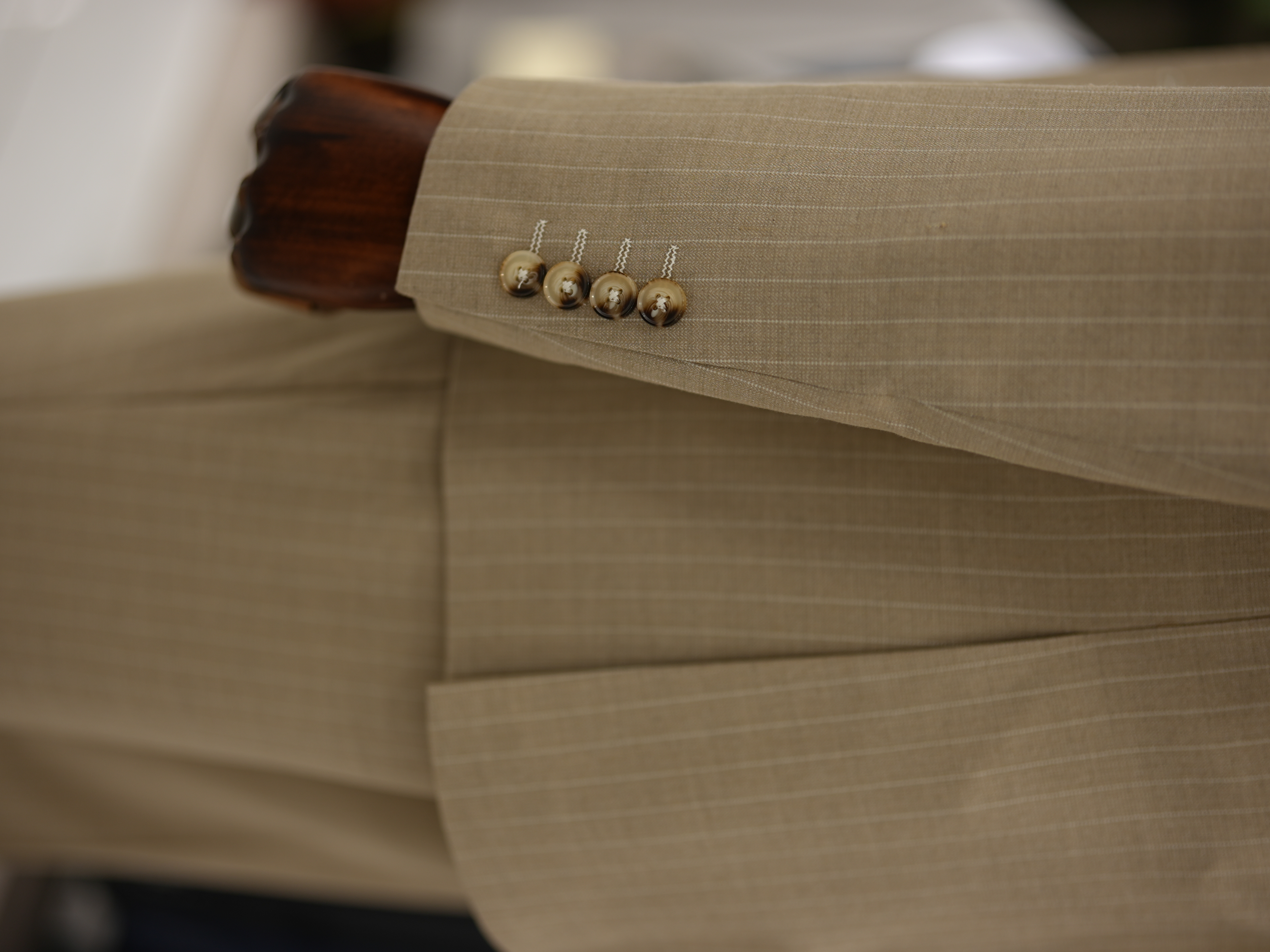 Erkek Premium Takım Elbise Slim Fit İtalyan Stil Ceket Yelek Pantolon-Krem