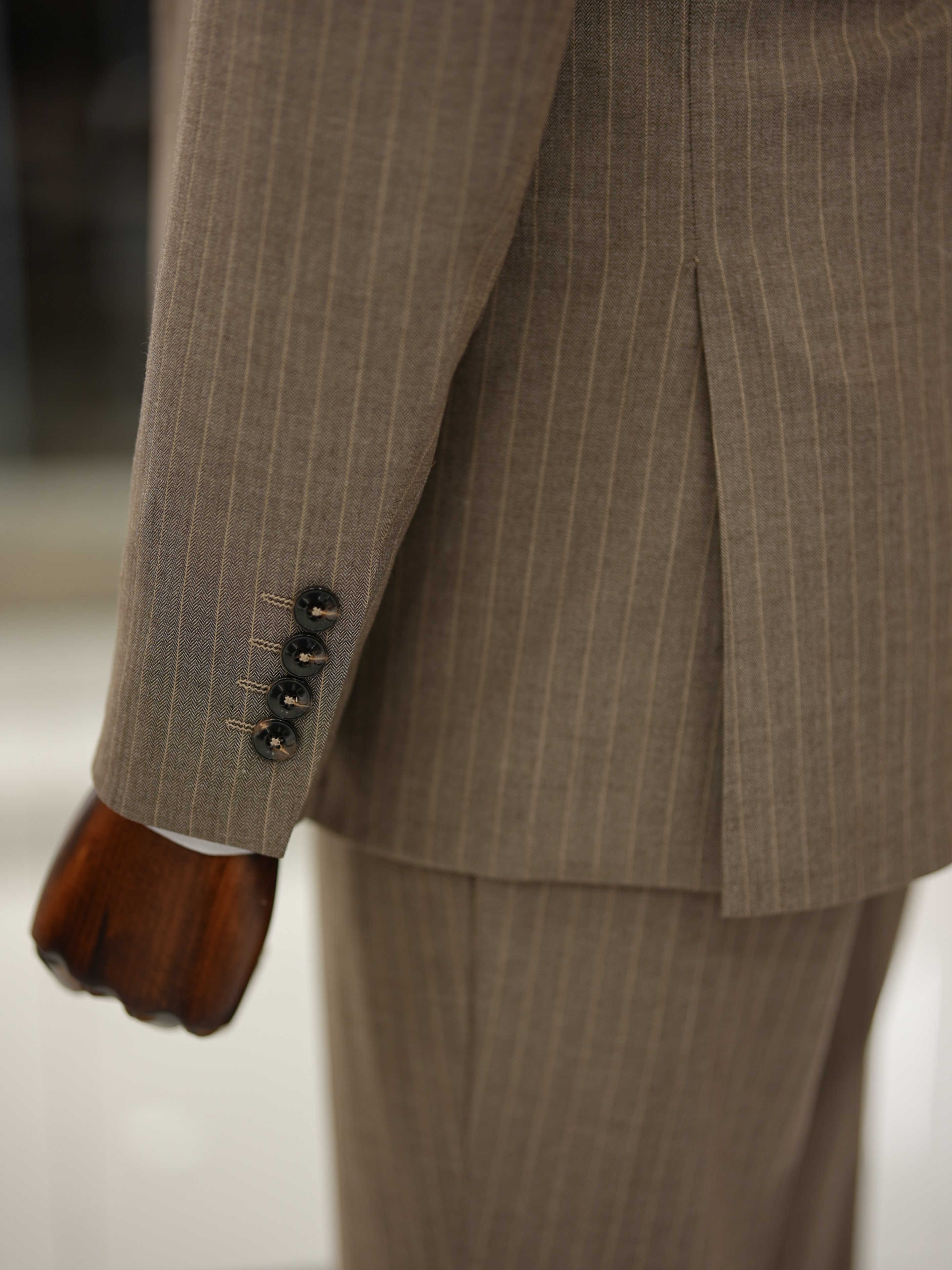 Erkek Premium Takım Elbise Slim Fit İtalyan Stil Ceket Yelek Pantolon - Sütlü Kahve