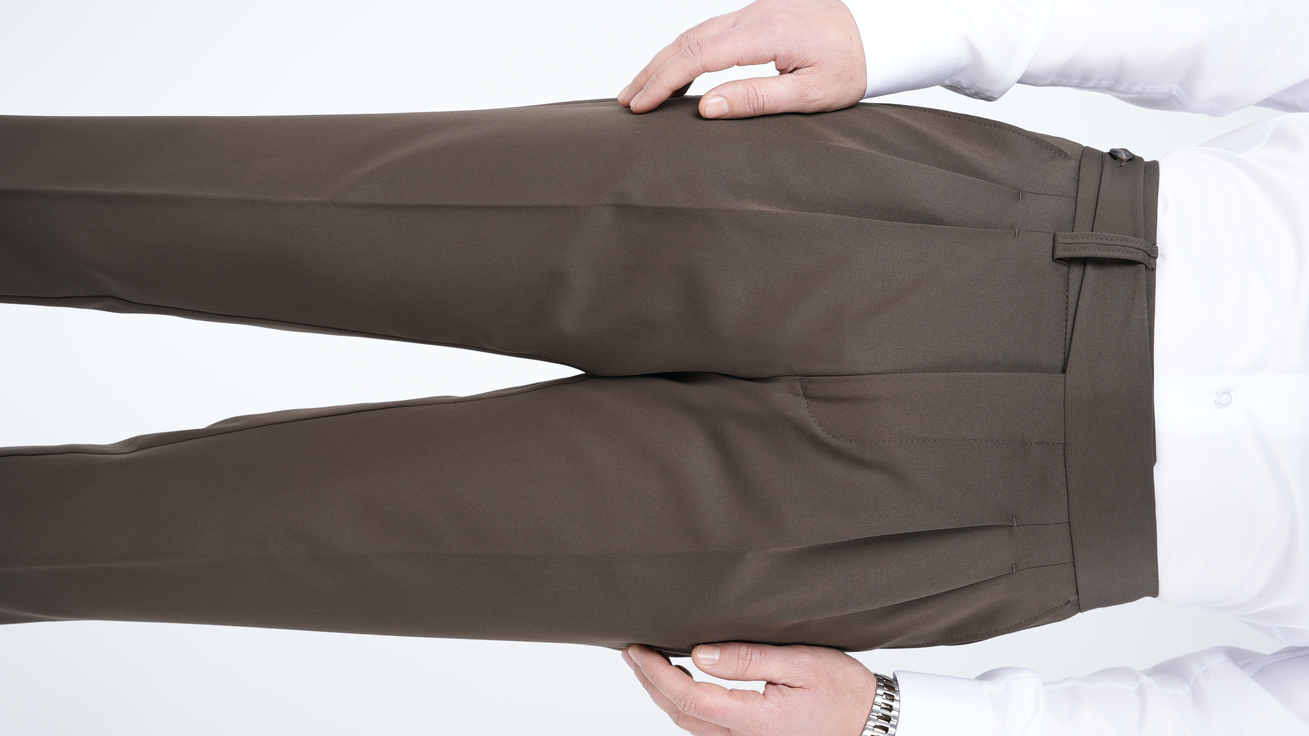 Erkek Regular Fit Yüksek Bel Piliseli Kumaş Pantolon - Haki